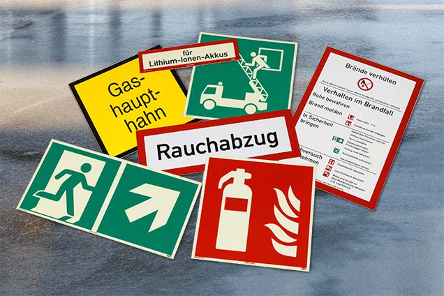 Notfallbeschilderung für den Brandschutz